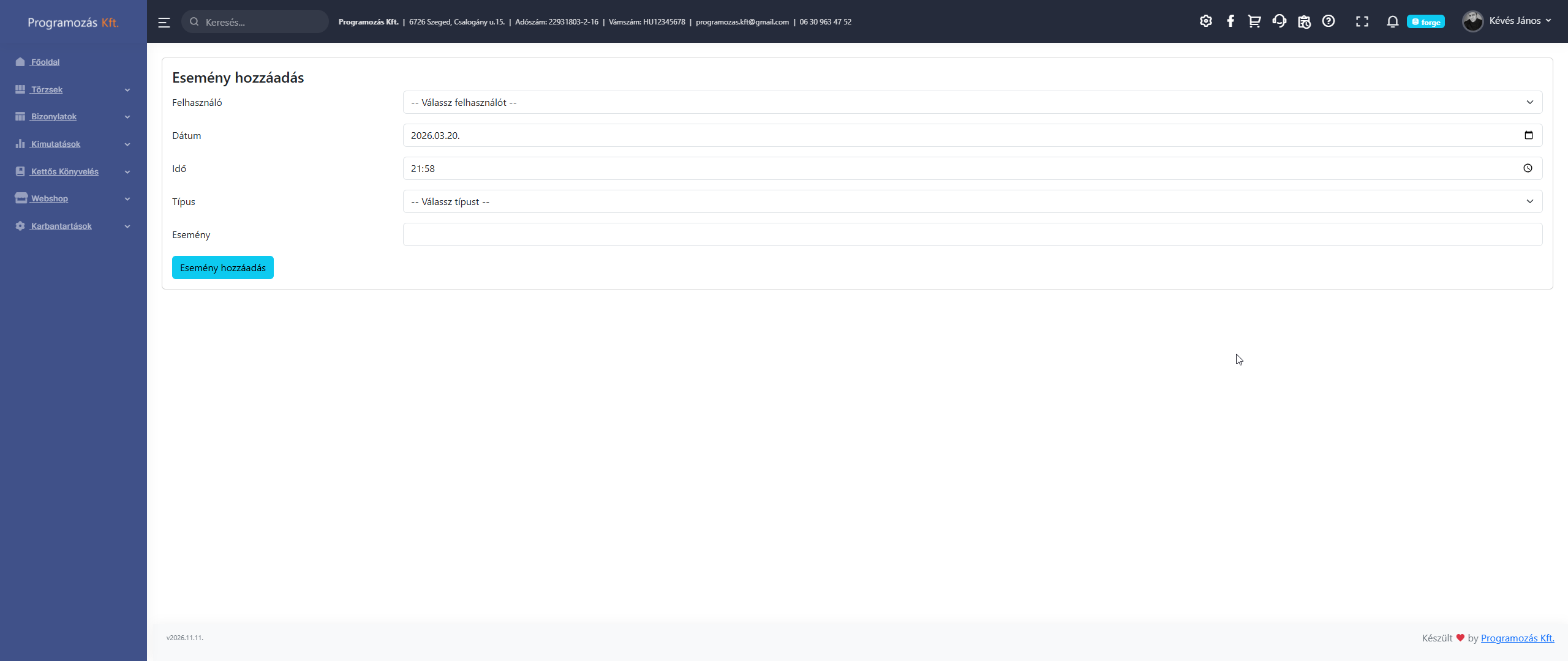 Eseménynapló részlet