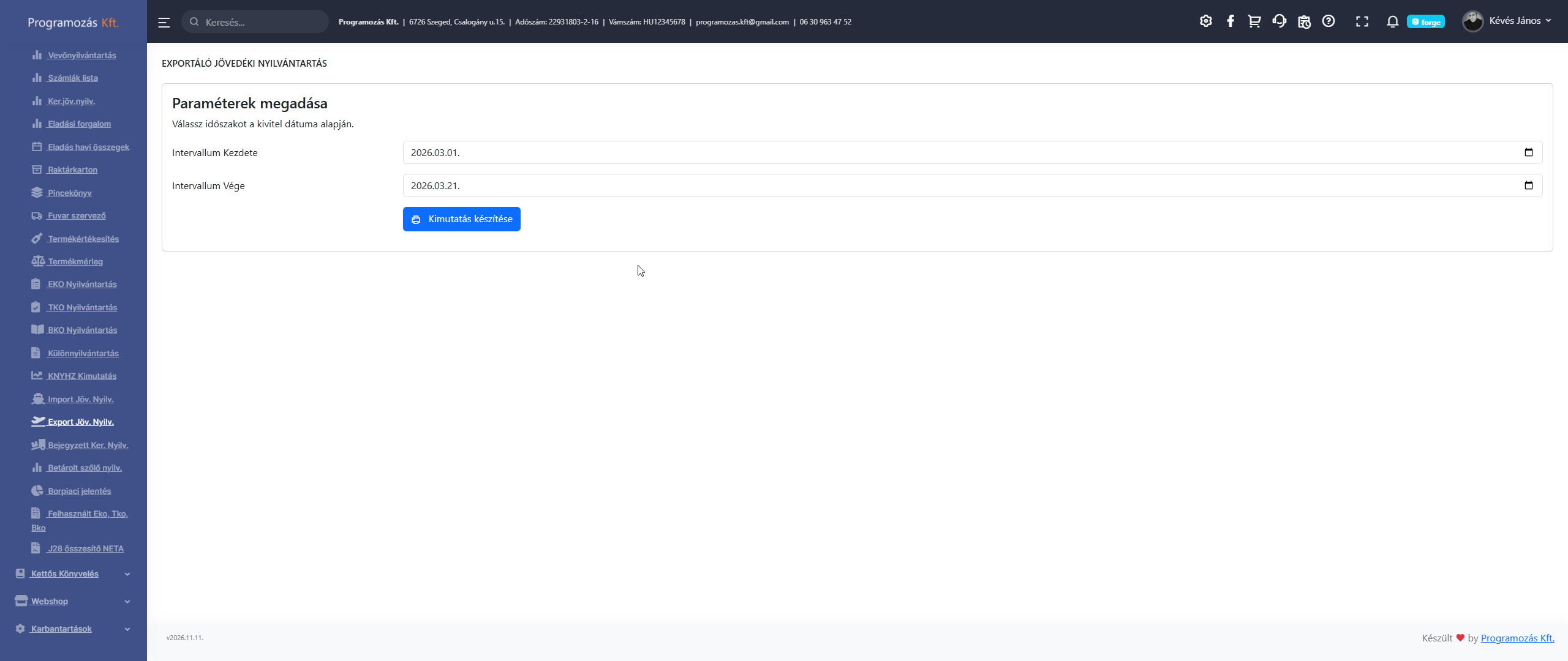 Export jövedéki szűrő