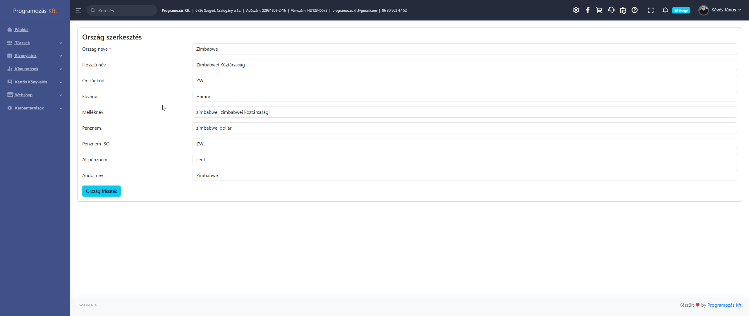 Új ország felvétele