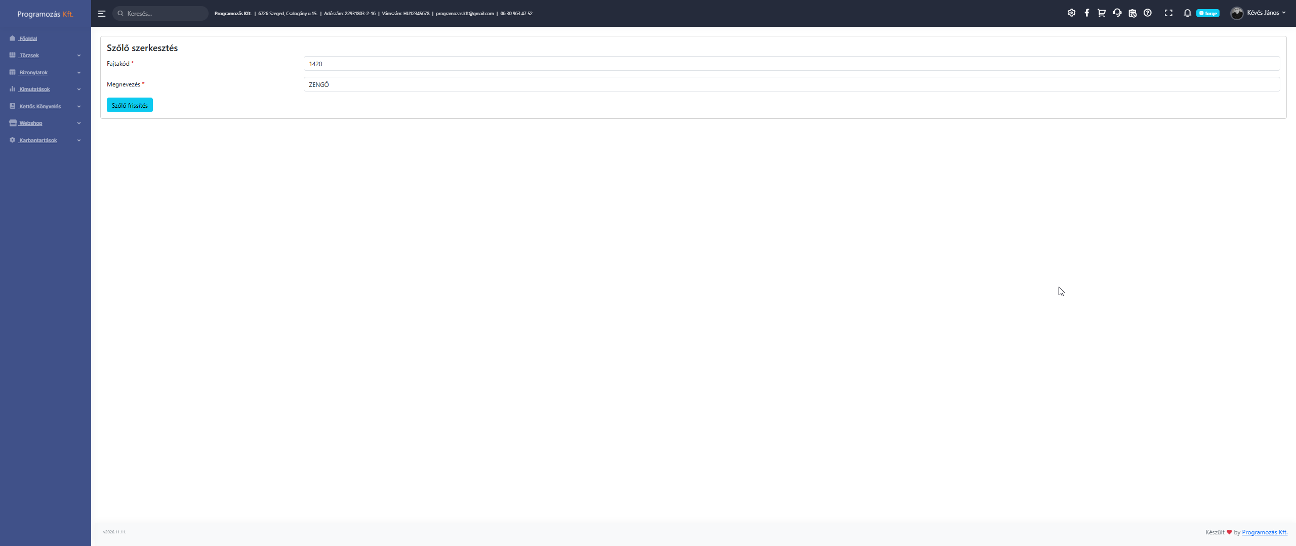 Új szőlőfajta felvétele