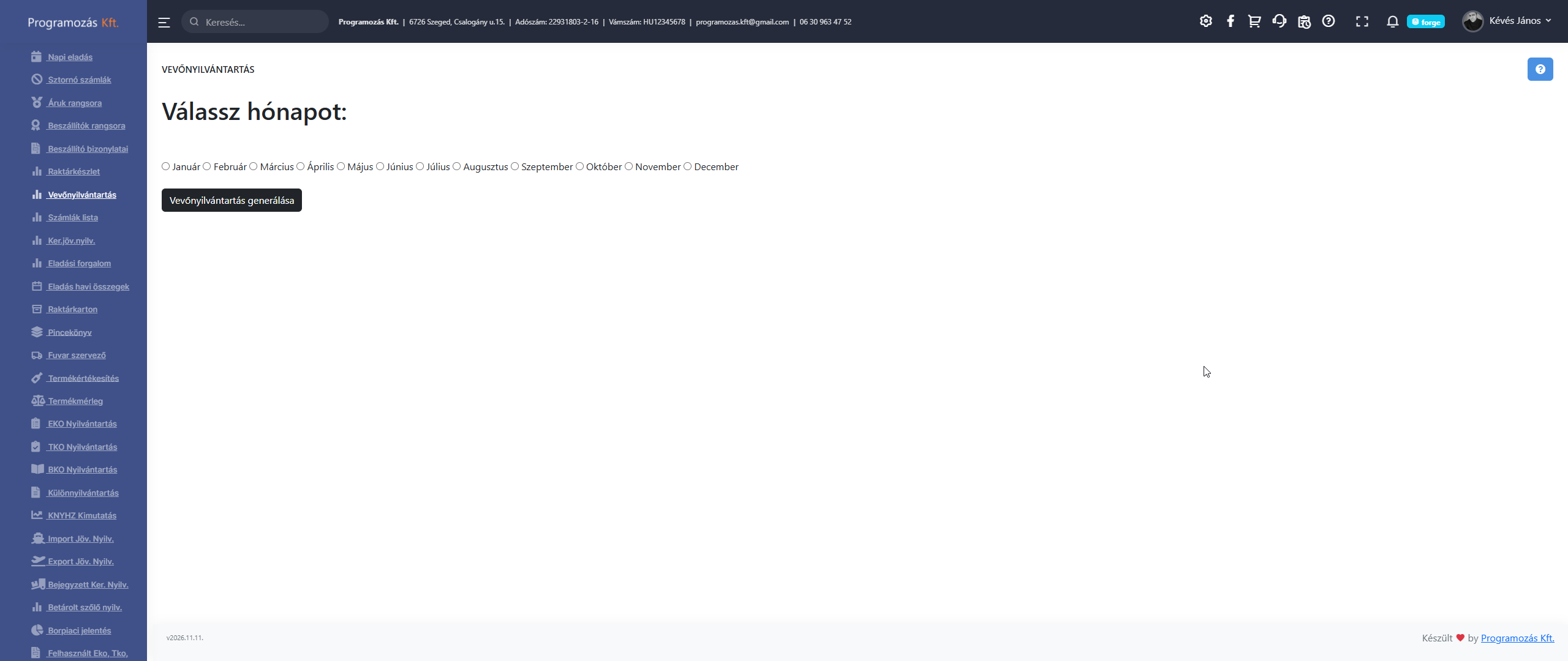 Vevőnyilvántartás